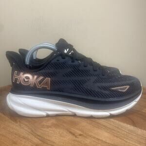 Hoka One One Clifton 9 Black Rose Gold Womens Black Size 5 Running Shoes 1127896